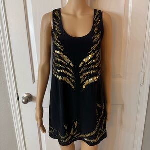 Bebe Y2K Silk Beaded Tunic Dress
